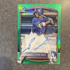 2025 Bowman Chrome Zyhir Hope True Green Refractor Auto #93/99 Dodgers