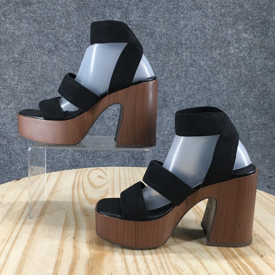 Wild Pair Heels Womens 5 M Scarlitt Platform Black Open Toe Casual Block NEW - Image 2 of 4