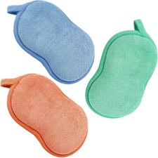 3 Pcs Baby Bath Sponge Cotton Shower Sponge Soft Absorbent Exfoliating Wash Soap