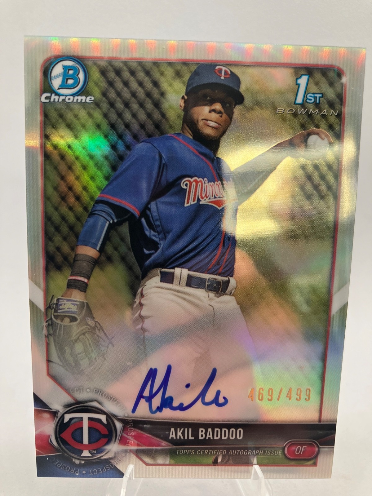 2018 Bowman Chrome Akil Baddoo Auto Rookie On-Card Autograph Refractor #469/499