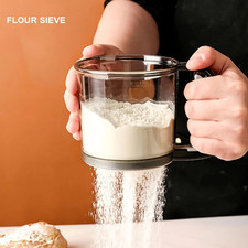 1pcs Semi-Automatic Flour Sifter &ndash; Transparent Hand Press Baking Sieve - NEW