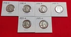Lot of 6 Silver Washington Quarters (All Denver Mint “D” – 1953–1958) 90% Silver