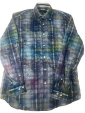 Bugatchi Uomo Men  s Large Shirt Multi Color Abstract Button Up Long Sleeve