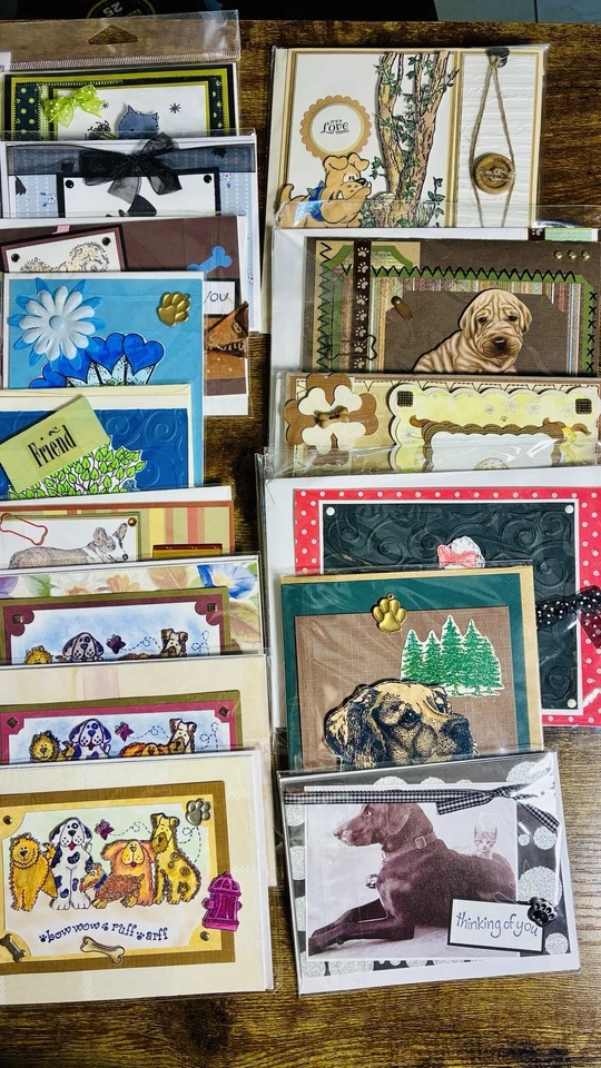 Lote de 100 tarjetas de felicitación hechas a mano a granel temáticas para perros múltiples ocasiones  Foto 3 de 4