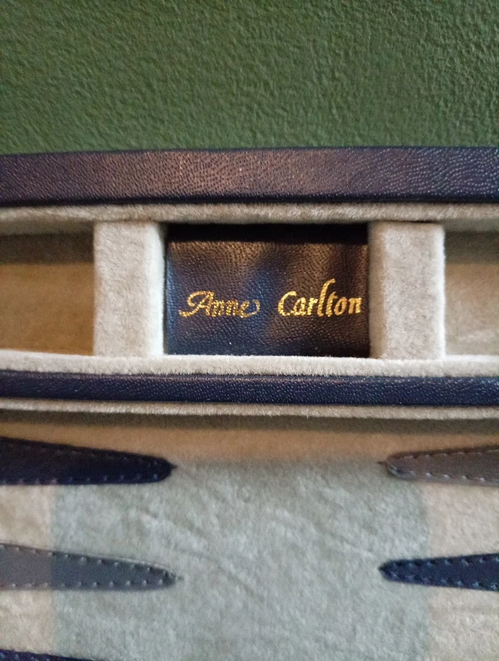 Anne Carlton Vintage Backgammon Set with Faux Leather Case Travel Games - Image 2 of 4