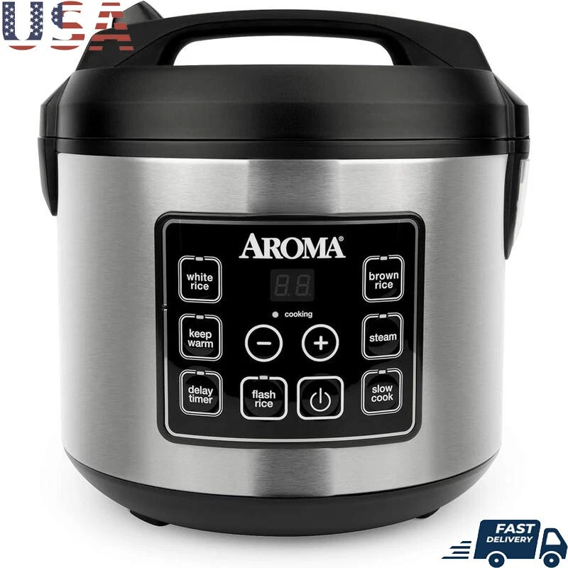 20 Cup Cooked Digital Rice Cooker Slow Cooker Food Steamer W/Keep Warm Black