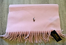 Polo Ralph Lauren Signature Italian Virgin Wool Pink Scarf with Pony New