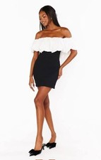 Women's Show Me Your Mumu XS Black & White Off-Shoulder Mini Dress