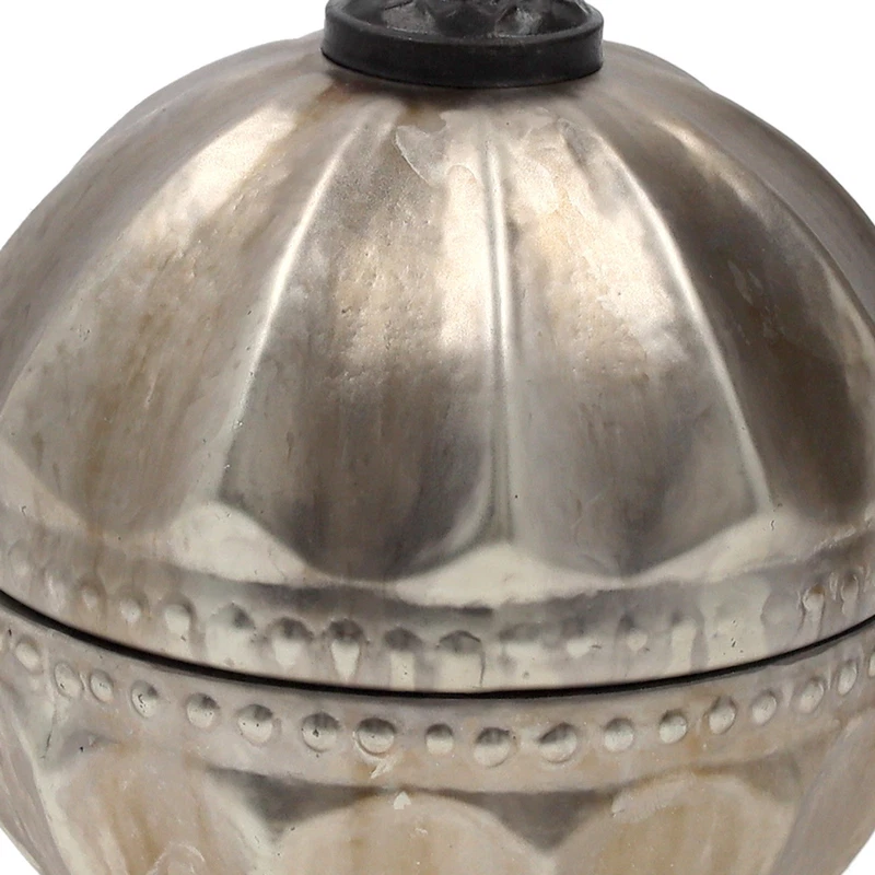 Candela Decorativa a Palla Argento Antico Effetto Metallizzato Arredo Casa, fotografia 7 di 9