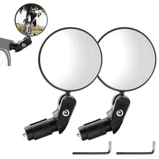 2Pcs Bike Mirror Rotaty Round MTB Road Handlebar Bicycle Rear View Glass Cycling