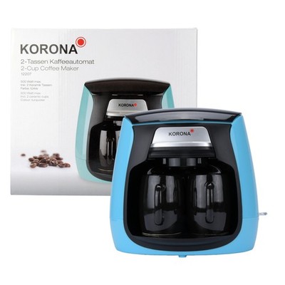 Korona 12207 Kompakt-Kaffeemaschine - Blau - Schwarz, inkl. 2 Keramik-Tassen