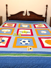 Boys Sports Hand pieced Appliqued Cotton Quilt Pottery Barn