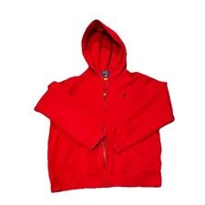 Polo Ralph Lauren Hoodie Red Full Zip Youth L 14-16 Knit Cotton Long Sleeve