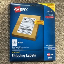 Avery 8126 Shipping Labels - White, Used Open Box, 24 Sheets Left