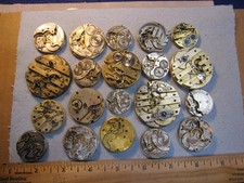 lot of 20 vintage pocket watch movements for parts or repairs