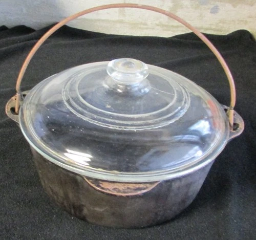 GRISWOLD #8 CAST IRON TITE-TOP DUTCH OVEN, #1278, WITH GLASS  LID