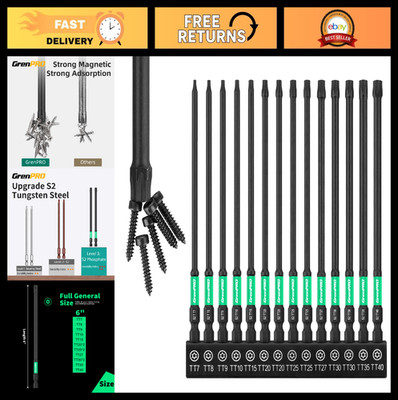 14pc Magnetic Torx Bit Set for Impact Driver, Tamper Proof Security Bits T7-T40