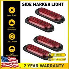 Red Side 4LED Marker Amber Red Light Clearance Light Truck Trailer RV Waterproof