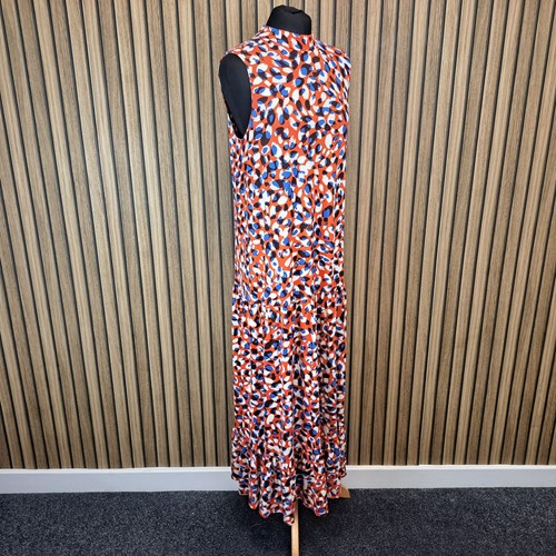 Phase Eight Maxi Dress Blue Red UK 14 Flare Jersey High Neck - Picture 3 of 12