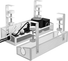 Under Desk Cable Management Tray White, No Drill Desk Cable Management Organizer