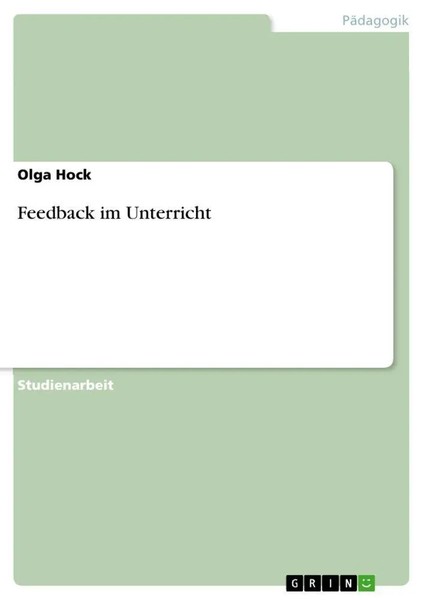 Olga Hock | Feedback Im Unterricht | Taschenbuch | Deutsch (2011) | 28 S.-image