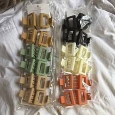 Multicolor Rectangle Hair Claw Clips Set 24 With Teeth Plastic for Women
