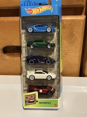 Hot Wheels 2020 5 Pack HW Exotics Bugatti Aston Martin Lamborghini Lotus Jaguar