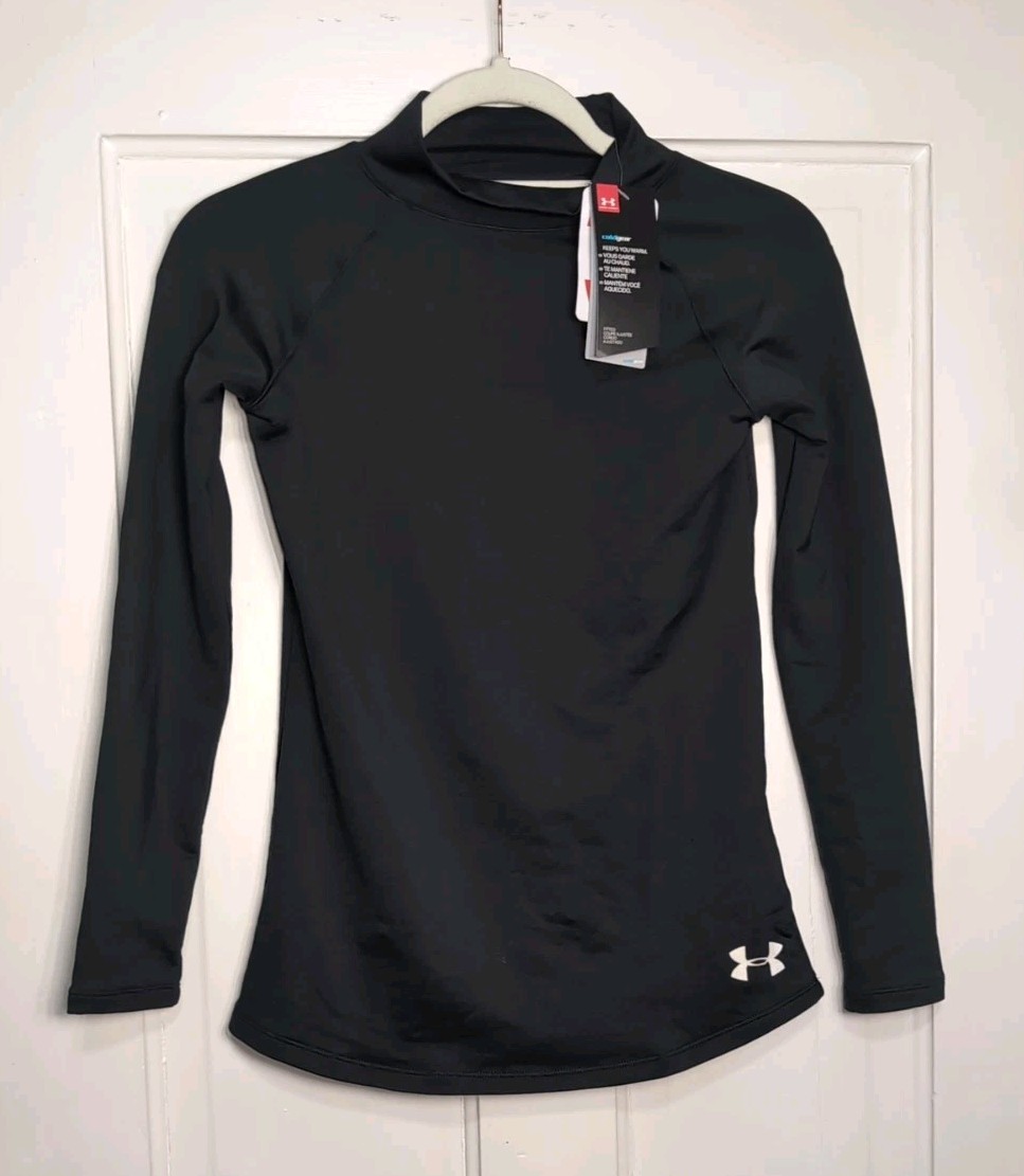 Under Armour Cold Gear Girls Black Fitted Long Sleeve Shirt Size YLG Outdoor(885