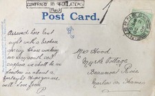 Rare 1906 1d: U/P : Real 120yr old Heather. Contrary to Regulations. Inverness.