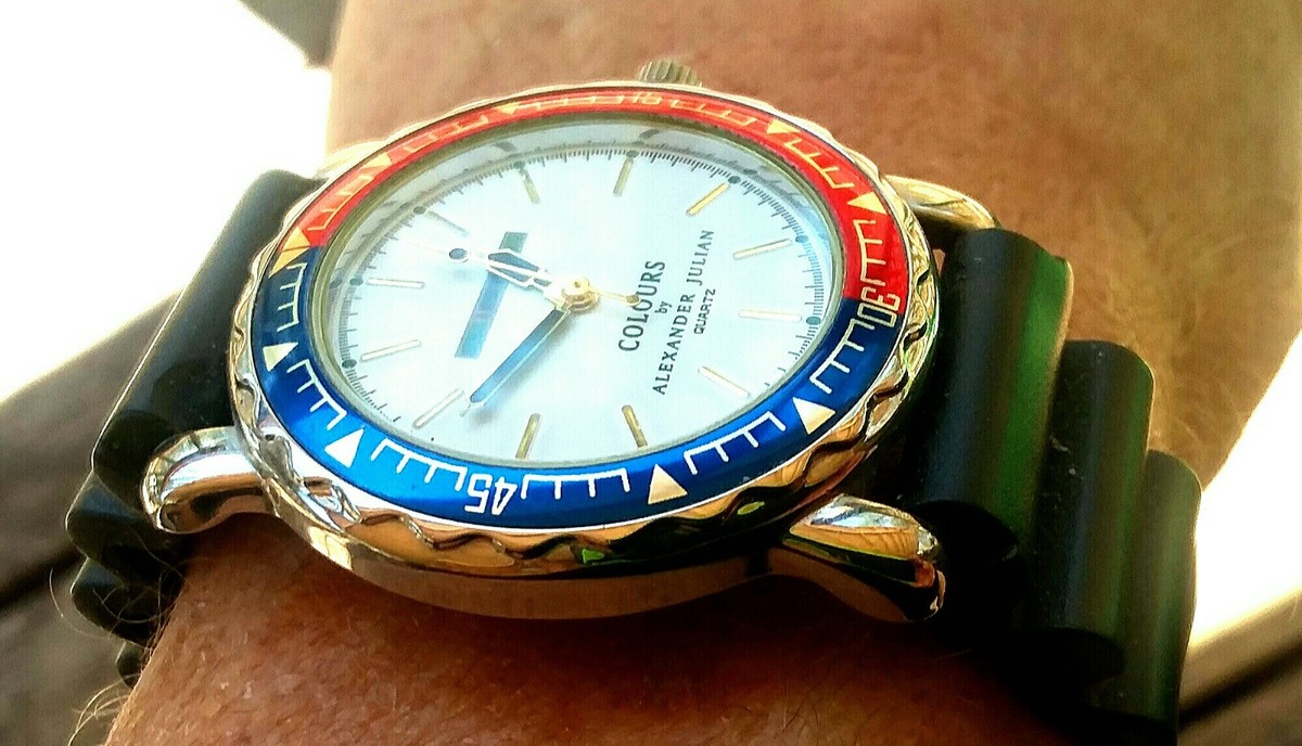 Montre Homme Alexandre Julian Bicolore - Bracelet Cuir, Mouvement Quartz - Neuf Avec étiquettes
