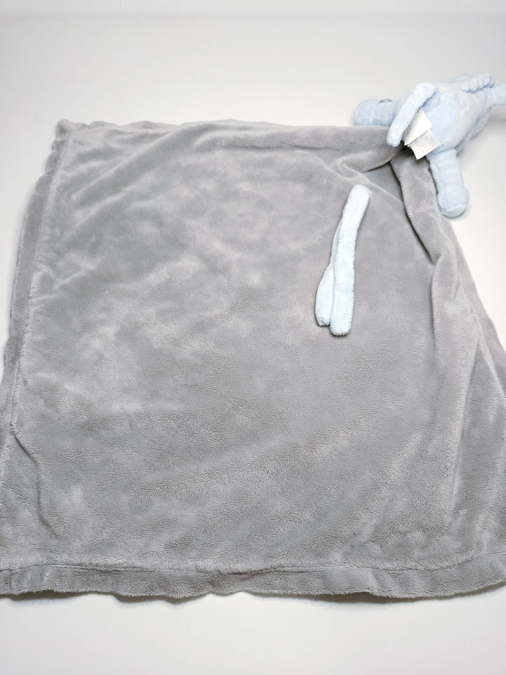 Doudou Plat/Couverture Paco Ane/Cheval Bleu Clair Gris Attache Tétine  - Noukies - Photo 3/4