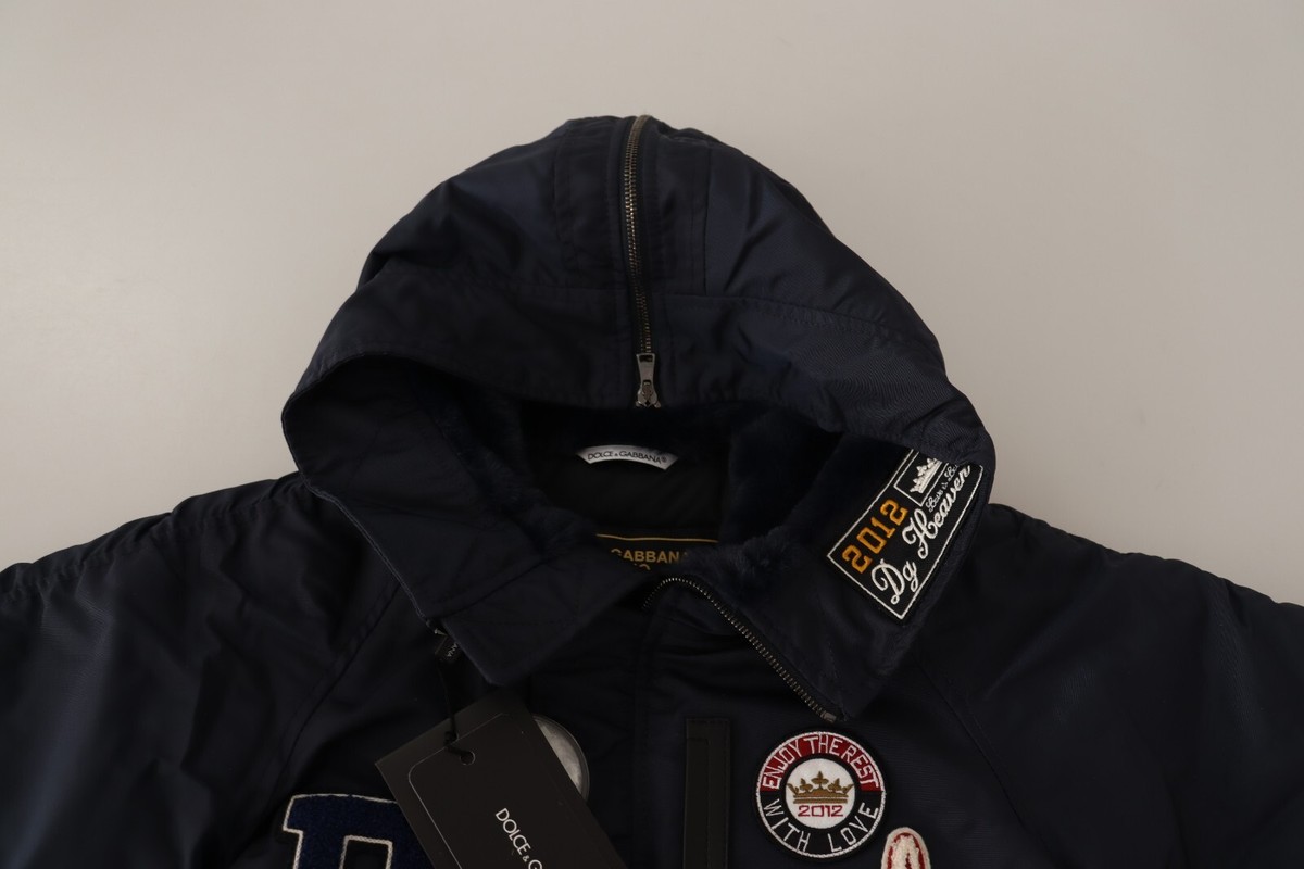 DOLCE & GABBANA キッズ　ダウンジャケット DOLCE & GABBANA Kids Dark Blue DG Patch Nylon Down Long