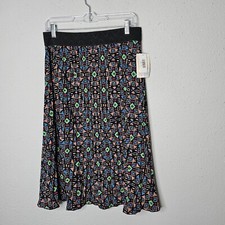 Lularoe Jill Pleated Skirt Geometric Black Multicolor Size Medium Elastic Waist