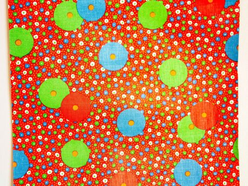 Full Roll of French Vintage 1970s Spotted Wallpaper in Bright Red, Blue & Green