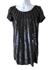 NWT French Connection SPARKLE MINI DRESS Gorgeous Black Short Sleeve Top SIZE 2