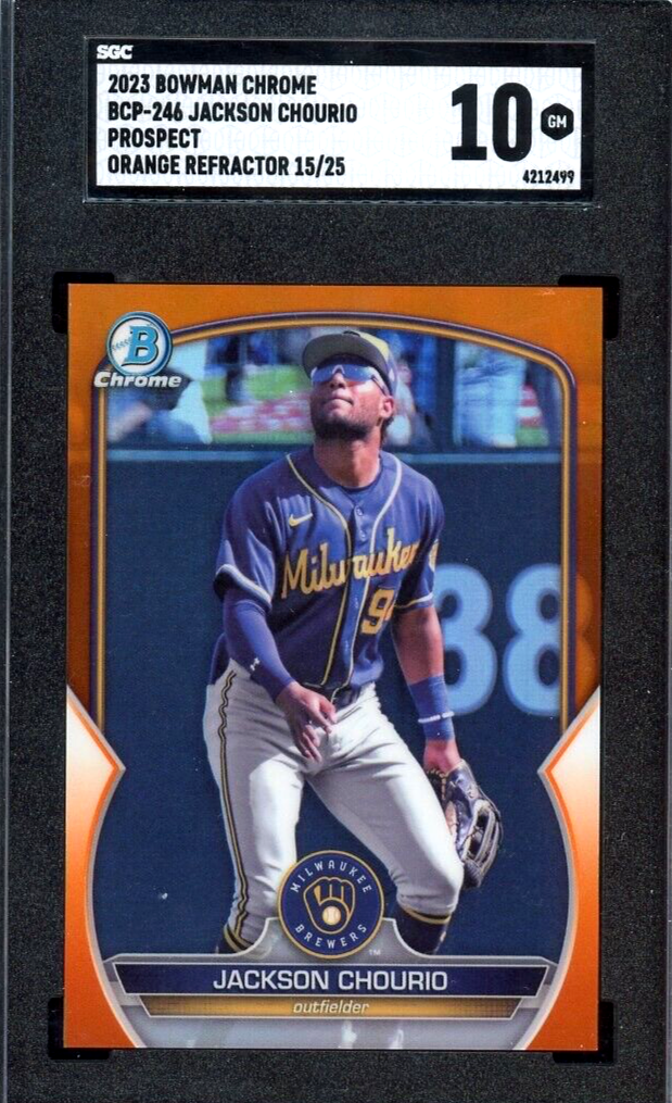 岡植純平 2023 Topps BOWMAN 10シリ 2023 Bowman Chrome Jackson Chourio Orange Rookie RC /25 SGC