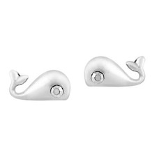 Ocean's Happiness Little Whale Sterling Silver Post Stud Earrings