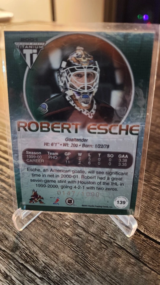 2000-01 Pacific Private Stock Titanium Draft Edition /1000 Robert Esche RC #139 - Image 2 of 2