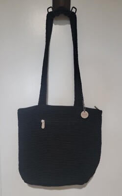 The SAK Original Black Crochet Shoulder Bag Double Handle | eBay