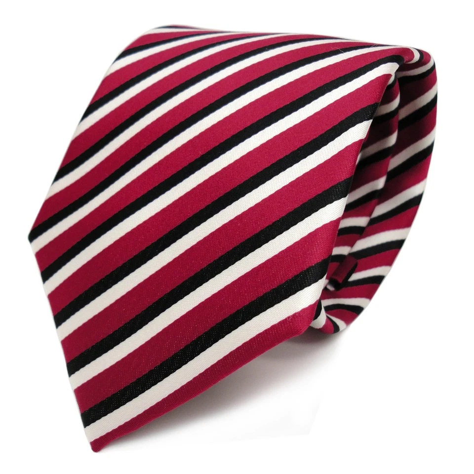 TigerTie Designer Krawatte rot schwarz weiss gestreift - Bild 1 von 1
