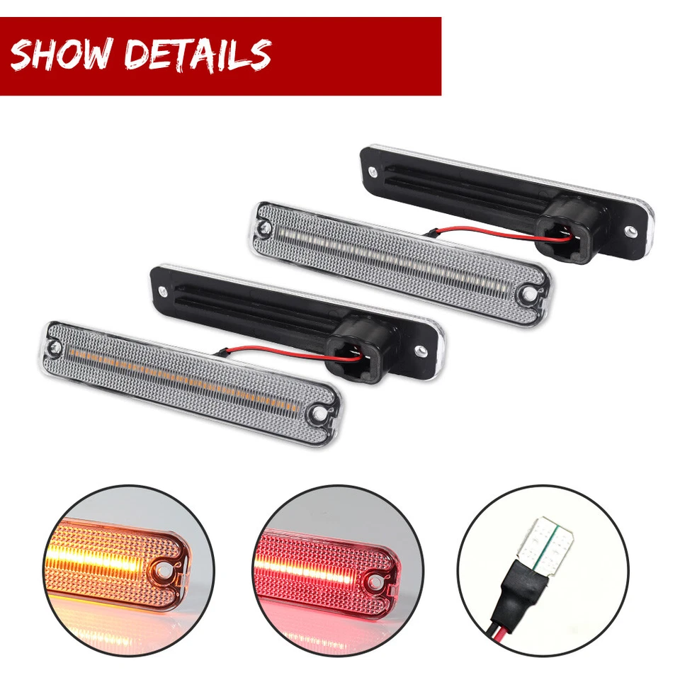 Luzes indicadoras laterais de LED dianteiras e traseiras transparentes 4 peças para Ford F TRUCK BRONCO ECONOMOLINE - Imagem 4 de 4