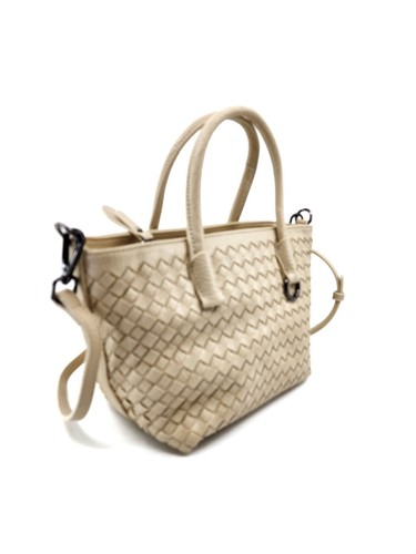 HZ-3069 Women's Vegan Leather Woven Small Top Zip Satchel Tote - Afbeelding 8 van 18
