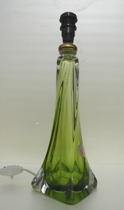 Lamp Base Crystal Val Saint Lambert Green Belgium Signed 14 Inches Antique Ebay