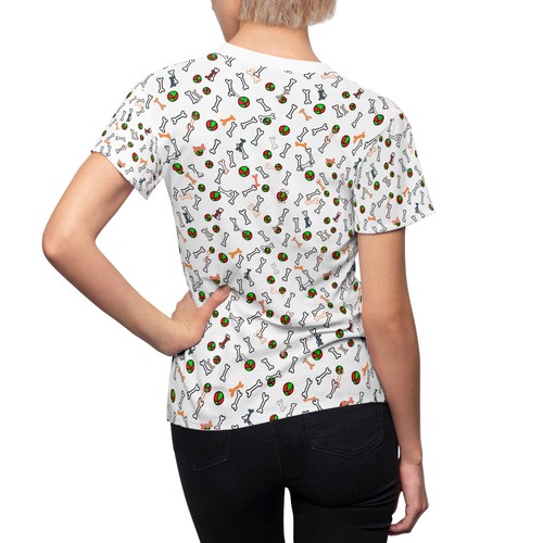 Niedliches Welpen-T-Shirt Knochen und Kugeln Thema ""All Over Print"" Damen schneiden & nähen - Bild 10 von 11