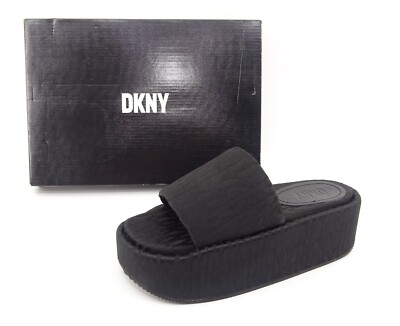 DKNY PLATFORM SLIDE Pantolette Hoch Plateausandalette Sandalen Schwarz Gr. 39