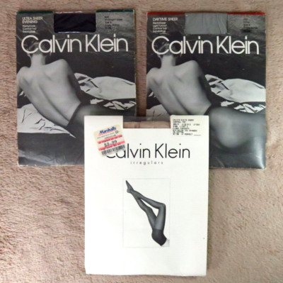 3 prs - 80's 90's Calvin Klein Panty Hose Control Top Sheer / Sz B