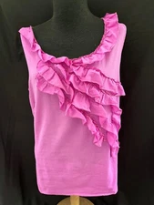Ann Taylor LOFT Purple Ruffled Sheer Cotton Sleeveless Tunic - Size Small 