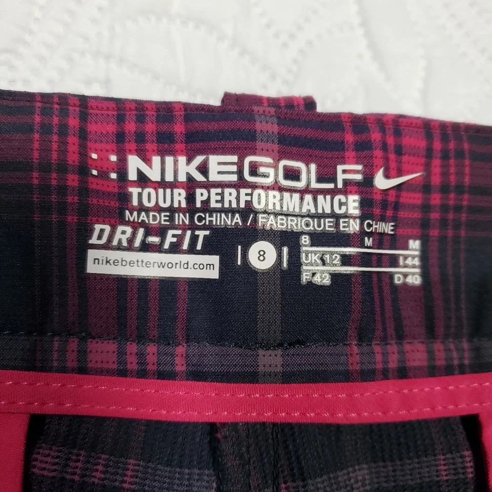 Pantalones de golf Nike para mujer 8 Tour Performance rosa negro a cuadros Dri Fit Foto 2 de 4
