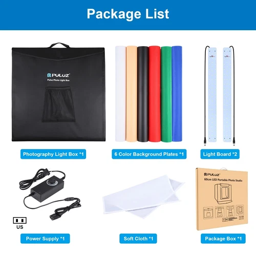 24" LED Photo Studio Light Box Portable Folding Photography Shooting Tent Kit - Bild 48 von 84