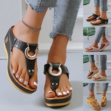 Sandali da spiaggia donna Roma estivi infradito zeppe tacco alto spesso ciabatte